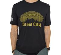 Skyline Football T-Shirt, Hand-Drawn, Made in USA, Heather Black, 3XL