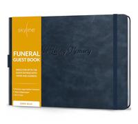 Skyline Funeral Guest Book, Sign In Name & Address, Hardcover Dark Blue
