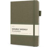 Skyline Hourly Weekly Planner - Undated Agenda & Daily Appointment Book - Time Blocking Notebook for Business Entrepreneurs, A5 (Olive)