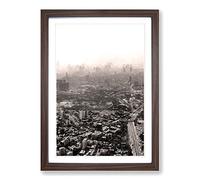 Skyline in Mumbai India in Abstract Framed Print | A2 Walnut Framed Wall Art | Ready to Hang | Abstract Cityscape Picture | Living Room Bedroom Lounge Office