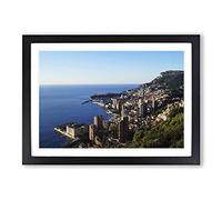 Skyline Monte Carlo Monaco Framed Print | A2 Black Framed Wall Art | Ready to Hang | Modern Cityscape Picture | Living Room Bedroom Lounge Office