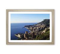 Skyline Monte Carlo Monaco Framed Print | A2 Oak Framed Wall Art | Ready to Hang | Modern Cityscape Picture | Living Room Bedroom Lounge Office