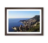 Skyline Monte Carlo Monaco Framed Print | A2 Walnut Framed Wall Art | Ready to Hang | Modern Cityscape Picture | Living Room Bedroom Lounge Office