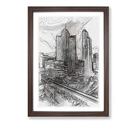 Skyline of Bangkok Thailand in Abstract Framed Print | A2 Walnut Framed Wall Art | Ready to Hang | Abstract Cityscape Picture | Living Room Bedroom Lounge Office