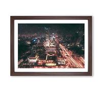Skyline of Beijing in China in Abstract Framed Print | A2 Walnut Framed Wall Art | Ready to Hang | Abstract Cityscape Picture | Living Room Bedroom Lounge Office