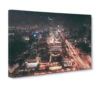 Skyline Of Beijing In China In Abstract Modern Art Canvas Wall Art Print Ready to Hang, Framed Picture for Living Room Bedroom Home Office Décor, 30x20 Inch (76x50 cm)