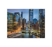 Skyline of Chicago, taken at Wolf Point on a cloudy evening，Jigsaw Puzzle 1000 Piece Game Artwork Travel Souvenir（75x50cm）-S66