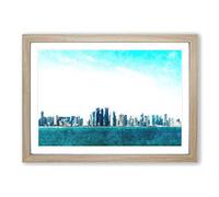 Skyline of Doha in Qatar Painting Framed Print | A2 Oak Framed Wall Art | Ready to Hang | Modern Cityscape Picture | Living Room Bedroom Lounge Office