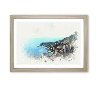 Skyline of Monte Carlo in Monaco in Abstract Framed Print | A2 Oak Framed Wall Art | Ready to Hang | Abstract Cityscape Picture | Living Room Bedroom Lounge Office