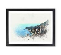 Skyline Of Monte Carlo In Monaco In Abstract Modern Art Framed Print | A2 Black Framed Wall Art | Ready to Hang | Abstract Cityscape Picture | Living Room Bedroom Lounge Office