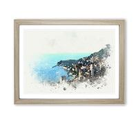 Skyline Of Monte Carlo In Monaco In Abstract Modern Art Framed Print | A3 Oak Framed Wall Art | Ready to Hang | Abstract Cityscape Picture | Living Room Bedroom Lounge Office