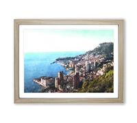 Skyline Of Monte Carlo In Monaco Painting Modern Art Framed Print | A3 Oak Framed Wall Art | Ready to Hang | Modern Cityscape Picture | Living Room Bedroom Lounge Office