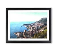 Skyline Of Monte Carlo In Monaco Painting Modern Art Framed Print | A4 Black Framed Wall Art | Ready to Hang | Modern Cityscape Picture | Living Room Bedroom Lounge Office