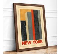 Skyline of New York Retro Framed Wall Art Print A3 (42×29.7cm) Walnut, Wall Decor for Living Room, Bedroom, Office & Home, Ready to Hang, Art Gift