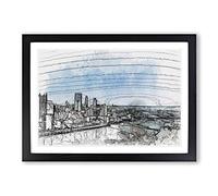Skyline of Pittsburgh Pennsylvania in Abstract Framed Print | A2 Black Framed Wall Art | Ready to Hang | Abstract Cityscape Picture | Living Room Bedroom Lounge Office