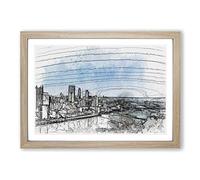 Skyline of Pittsburgh Pennsylvania in Abstract Framed Print | A2 Oak Framed Wall Art | Ready to Hang | Abstract Cityscape Picture | Living Room Bedroom Lounge Office