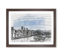 Skyline Of Pittsburgh Pennsylvania In Abstract Modern Art Framed Print | A3 Walnut Framed Wall Art | Ready to Hang | Abstract Cityscape Picture | Living Room Bedroom Lounge Office