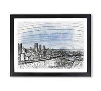 Skyline Of Pittsburgh Pennsylvania In Abstract Modern Art Framed Print | A4 Black Framed Wall Art | Ready to Hang | Abstract Cityscape Picture | Living Room Bedroom Lounge Office
