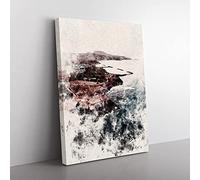 Skyline Of Tenerife In Spain Watercolour Modern Canvas Wall Art Print Ready to Hang, Framed Picture for Living Room Bedroom Home Office Décor, 60x40 cm (24x16 Inch)