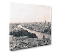 Skyline of Verona Italy Canvas Print | Gallery Wrapped 30mm Frame Wall Art | 14x14 inches | Ready to Hang | Modern Cityscape Picture | Living Room Bedroom Lounge Office