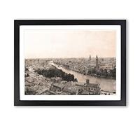 Skyline Of Verona Italy Painting Modern Art Framed Print | A4 Black Framed Wall Art | Ready to Hang | Modern Cityscape Picture | Living Room Bedroom Lounge Office