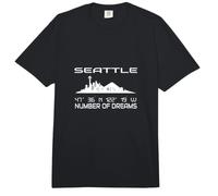 Skyline Seattle GPS Coordinates Cityscape Silhouette USA Comfort Colors Adult Heavyweight T-Shirt