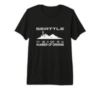 Skyline Seattle GPS Coordinates Cityscape Silhouette USA Premium T-Shirt