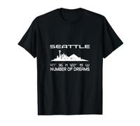 Skyline Seattle GPS Coordinates Cityscape Silhouette USA Value Graphic T-Shirt