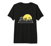 Skyline with Zeppelin and Buildings Premium T-Shirt
