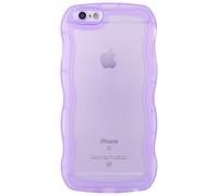 SKYLMW Compatible with iPhone 6s/6 Case 4.7", Cute Kawaii Curly Wave Frame Shape Soft Silicone Shockproof Protective Phone Cover for Women Girls, Clear/Purple