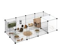Skylos 14-Panel DIY Pet Playpen, Guinea Pig Cage, Rabbit Run, Small Animal Pen with Door - Indoor Modular Puppy Fence, Customizable Cage for Hamster, Bunny, Chinchilla (140x70x35cm)