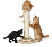 Skylos 3-in-1 Cat Scratching Post for Indoor Cats, Sisal Rope Pole with Track Ball, Feather Toy & Catnip, Wooden Base Play & Rest Area, Sturdy Design for Kittens (45cm)