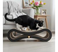 skylos 50cm Extra-Long Cat Scratcher Lounger with Organic Catnip,Heavy-Duty Recyclable Cardboard Cat Bed,Scratch Pad,Brown