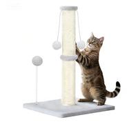 Skylos 51cm Cat Scratching Post for Indoor Cats - Durable Natural Sisal Rope Cat Scratcher Post, Interactive Plush Balls for Indoor Cats Kittens with Stable Base