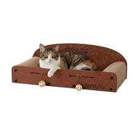 Skylos 66cm Cat Scratcher Cardboard, Detachable & Reversible Scratch Pads, Extra Thick Cat Sofa Lounge Beds for Large Cats, Recyclable Scratch Pad with 2 Bell Ball Toys