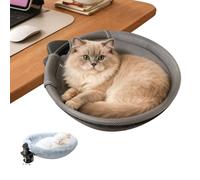 Skylos Cat Desk Bed, 360° Rotating Desk Cat Hammock with Clamp-On Attachment, Space-Saving Cat Bed with Two Washable All-Season Cushions for Home Office, Supports Up to 21kg
