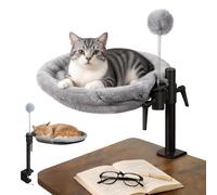 Skylos Cat Desk Bed, 360° Rotating Desk Cat Hammock with Clamp-On Attachment, Space-Saving Height Adjustable Cats Bed with Washable All-Season Cushion for Home Office, Supports Up to 21kg