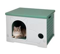 Skylos Cat House Cave for Outdoor Indoor, Stackable Feral Cat Waterproof Shelter House, Elevated Plastic Cat Shelter for All Seasons, 54 x 41 x 38cm