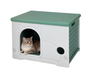 Skylos Cat House Cave for Outdoor Indoor, Stackable Feral Cat Waterproof Shelter House, Elevated Plastic Cat Shelter for All Seasons, 54 x 41 x 38cm