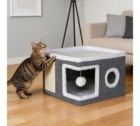 Skylos Cat House Indoor Cat Cave With Scratch Pad Fluffy Ball Cat Pet Bed