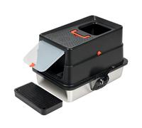 Skylos Cat Litter Box Enclosed Stainless Steel Anti-Splash Toilet Tray Foldable - Enclosed black