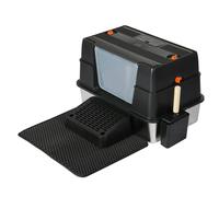 Skylos Cat Litter Box Enclosed Stainless Steel Anti-Splash Toilet Tray Foldable - Enclosed side black