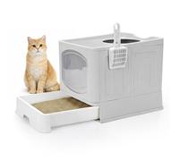 Skylos Cat Litter Box Foldable Entry Top Exit Anti Tracking Cat Litter Tray