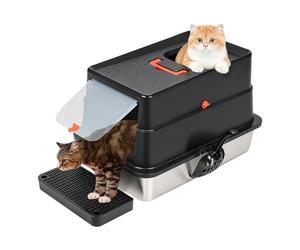 Skylos Cat Litter Box Stainless Steel Large Enclosed Toilet Tray Anti-Splashing