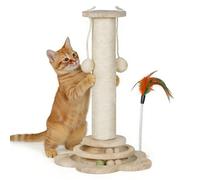 Skylos Cat Scratching Post for Indoor smaller Cats & Kittens, Kitten Toy Scratch Post with Natural Sisal, Interactive Track Ball Toys & Play Platform