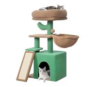 Skylos Cat Tree Tower, 80cm Indoor Cat Tower for Kittens, Multi-Level Cat Tree with Condo, 3 Platforms, Hammock, Small Cat Scratching Board & Interactive Toy Ball, Removable Pads, Green