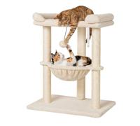 Skylos Cat Tree Tower Bed with Hammock,Scratching Post,Large Perch, Beige