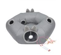 Skylos Cat Tunnel with Bed, Large 85x80cm Play & Rest Centre, 3 Shape DIY Cat Tunnel Toys Set with Donut Bed & 2 Teaser Wands for Indoor Cats Kittens Rabbits, Grey