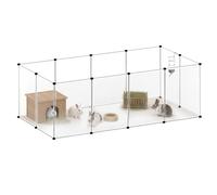 Skylos DIY Pet Playpen 152 x 152 x 70cm, Small Animal Playpen with Transparent Panels, Rabbit Run Indoor, Guinea Pig Cage, Puppy Pen, Bunny Cage, Hamster Playpen, Kitten Pen, Easy Assembly