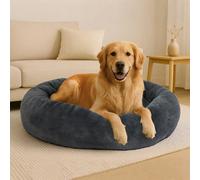 Skylos Dog Bed Donut Cushion Plush Calming Washable Large Pet Beds Grey